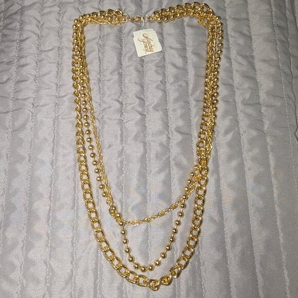 Audrey Jones Gold Layered Chain Necklace 5263 - Picture 1 of 5